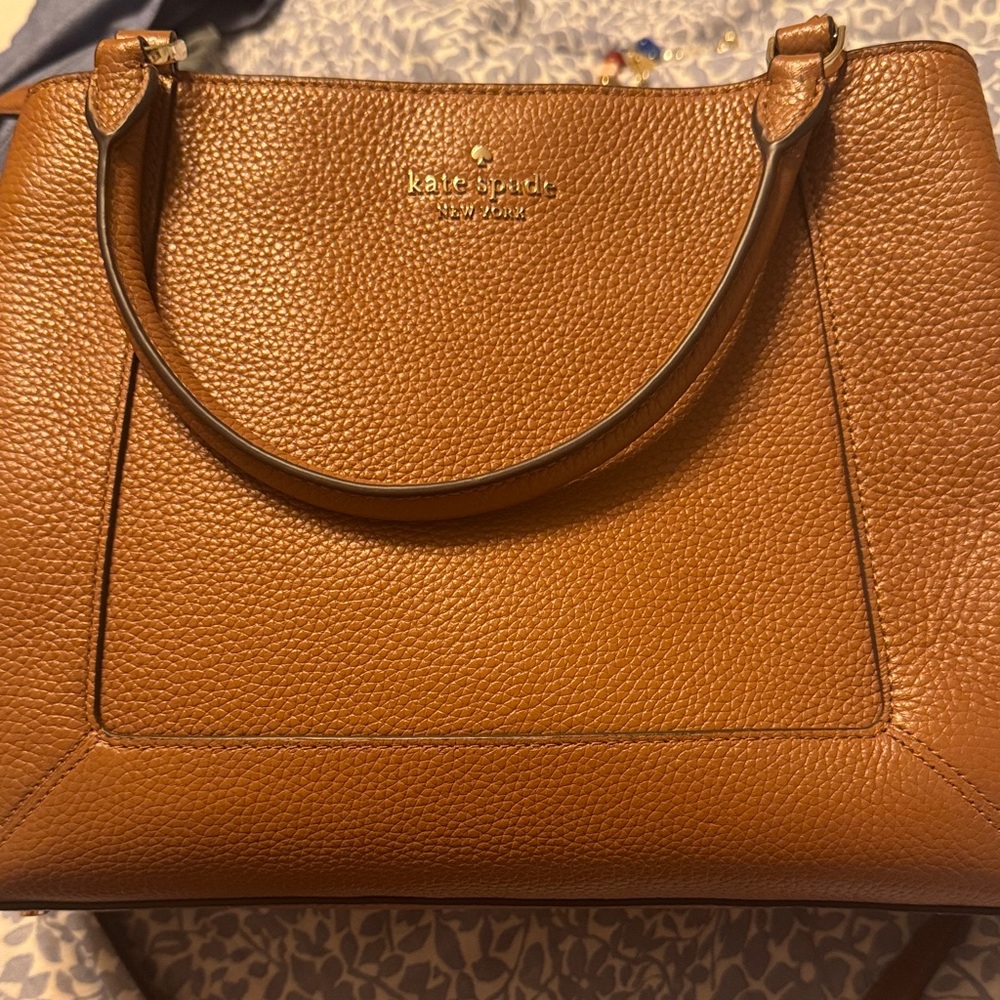 Kate Spade Tan Leather Shoulder Bag and long strap.